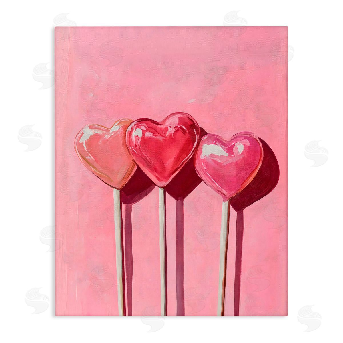 Arlington Prints Three Lollipops on Pink Canvas Wall Art Print