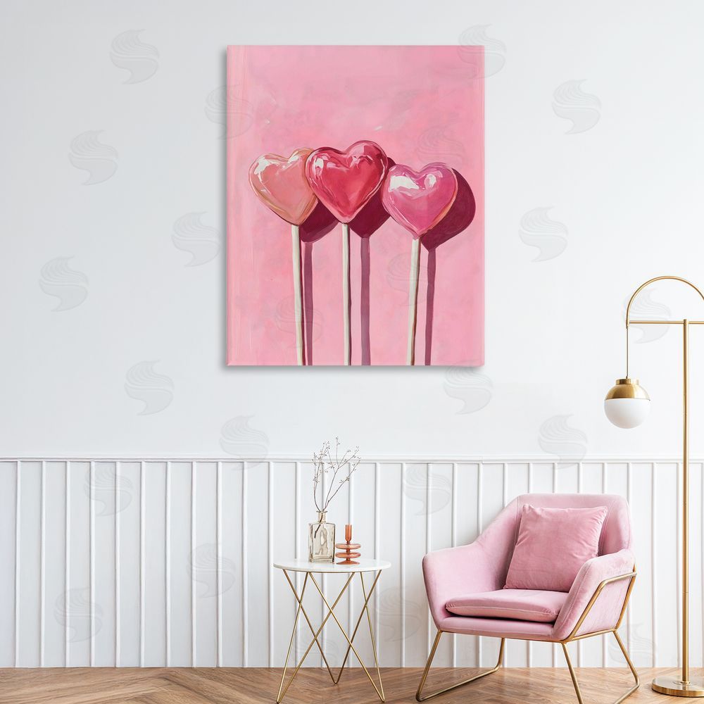 Arlington Prints Three Lollipops on Pink Printed Wall Art in Room