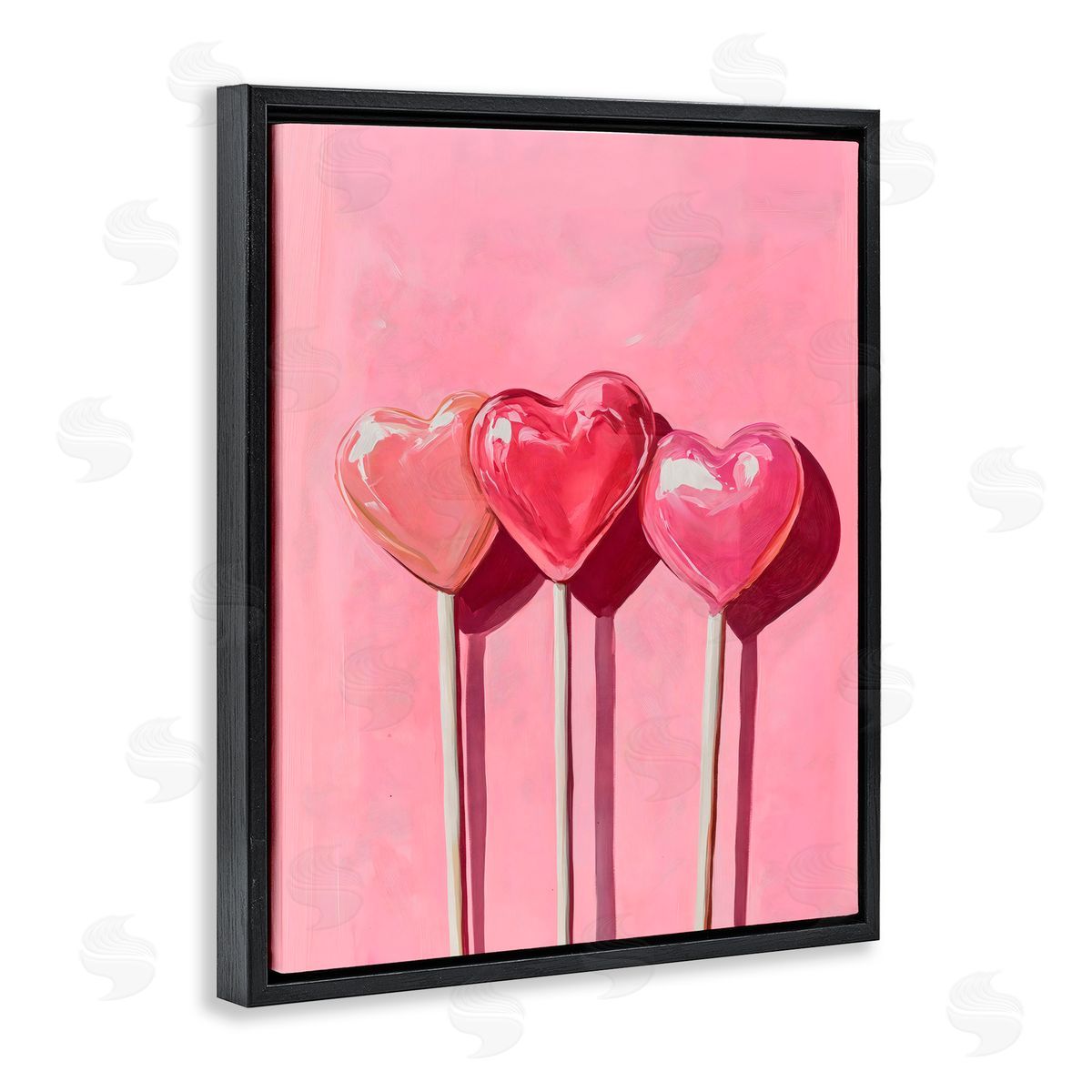 Arlington Prints Three Lollipops on Pink Black Floating Frame Canvas Wall Art Print