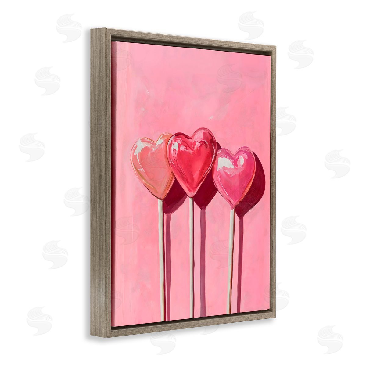 Arlington Prints Three Lollipops on Pink Brown Floating Frame Canvas Art Print