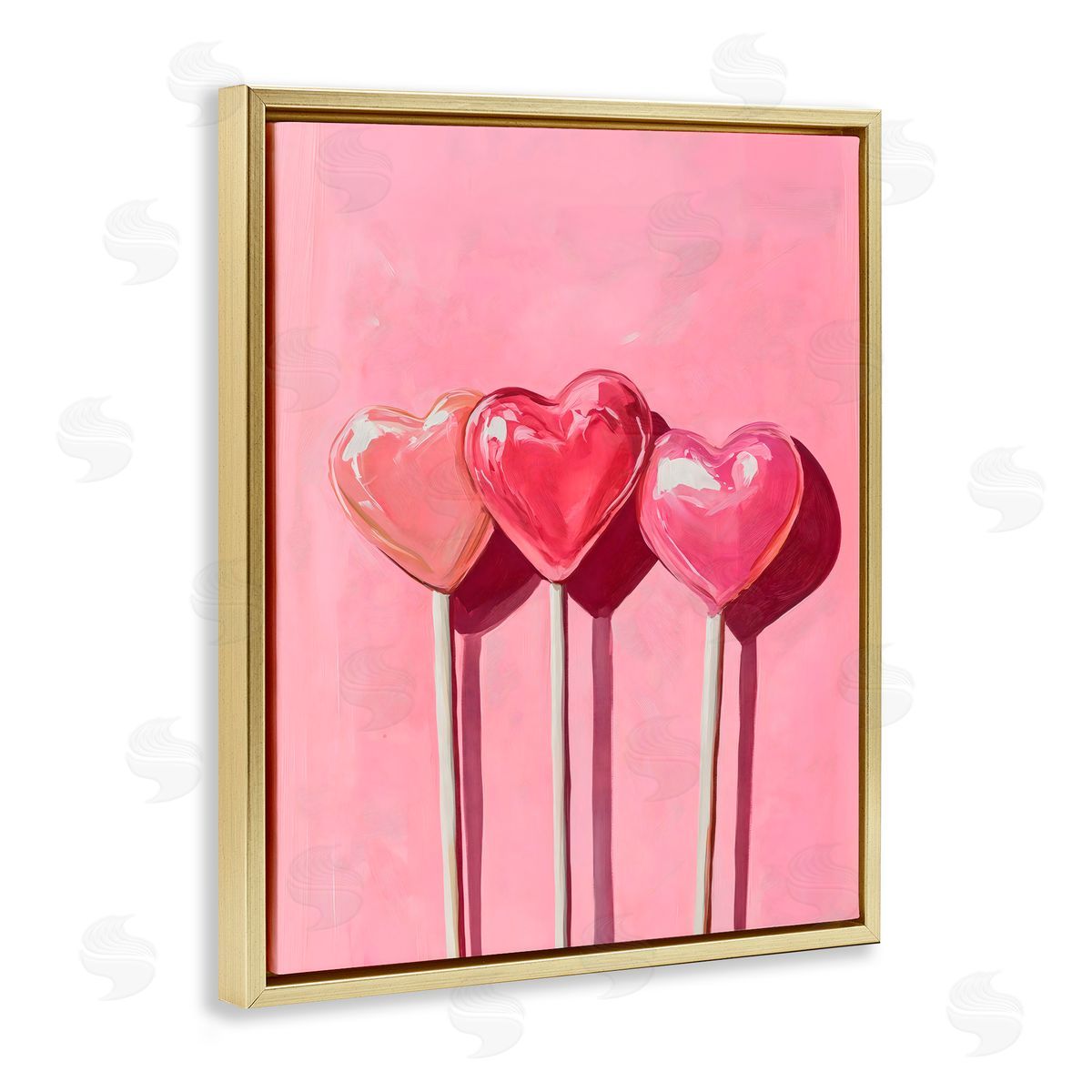 Arlington Prints Three Lollipops on Pink Gold Floating Frame Canvas Art Print