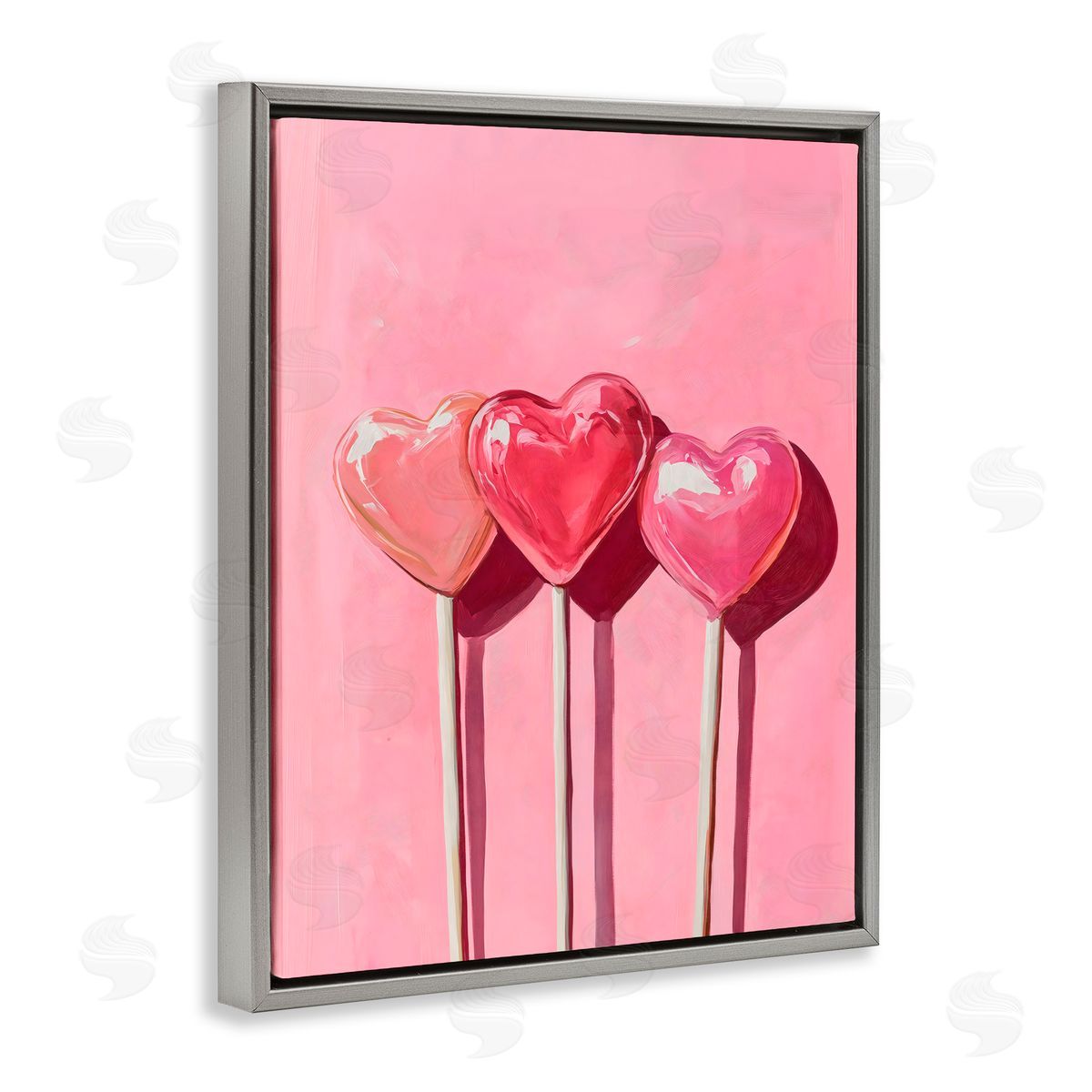 Arlington Prints Three Lollipops on Pink Gray Floating Frame Canvas Art Print