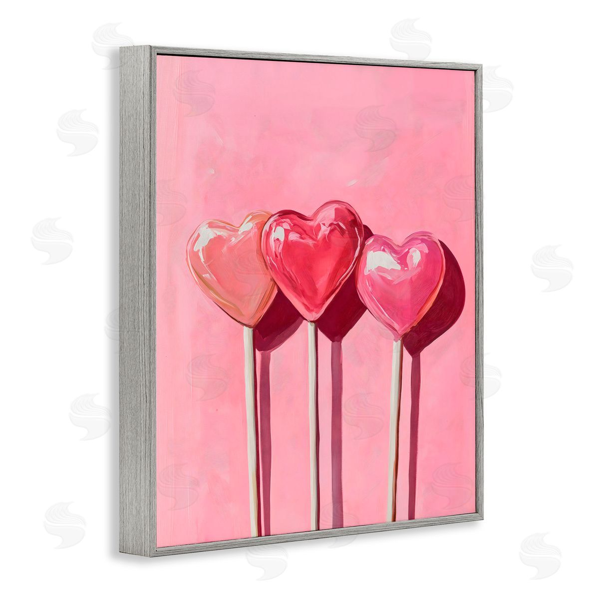 Arlington Prints Three Lollipops on Pink Gray Framed Giclee Art Print