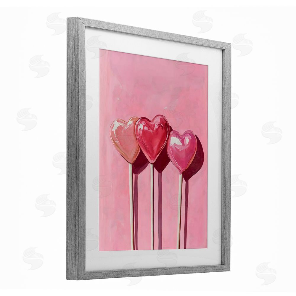 Arlington Prints Three Lollipops on Pink Gray Framed Print Under Glass Art