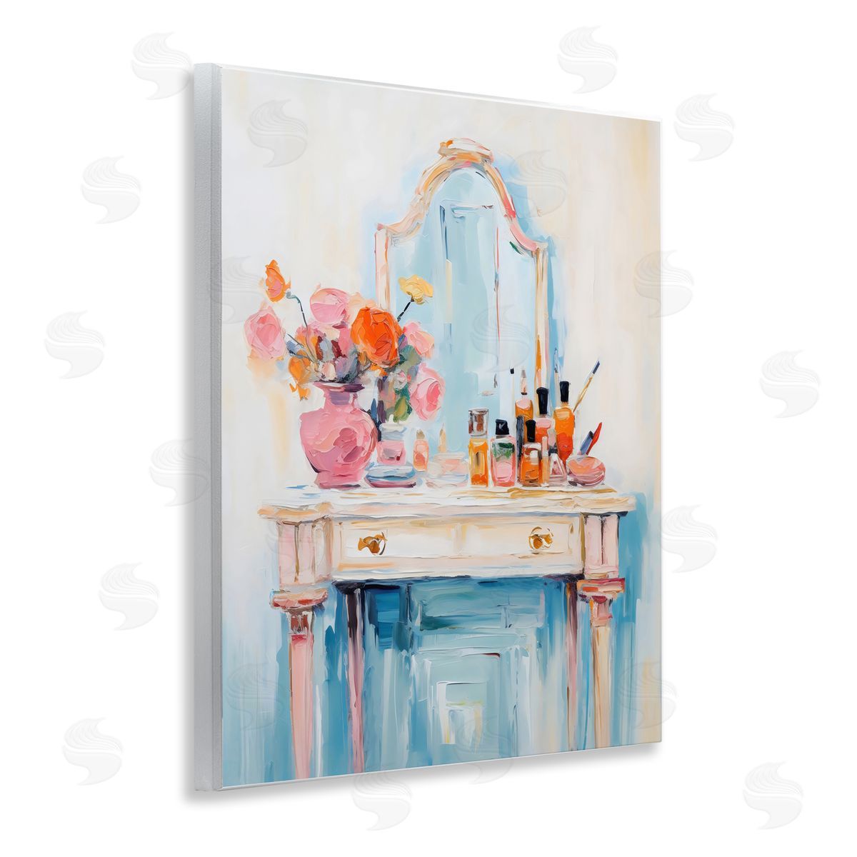 Creative Studio Vanity with Cosmetic Bottles Wall Plaque Art Print