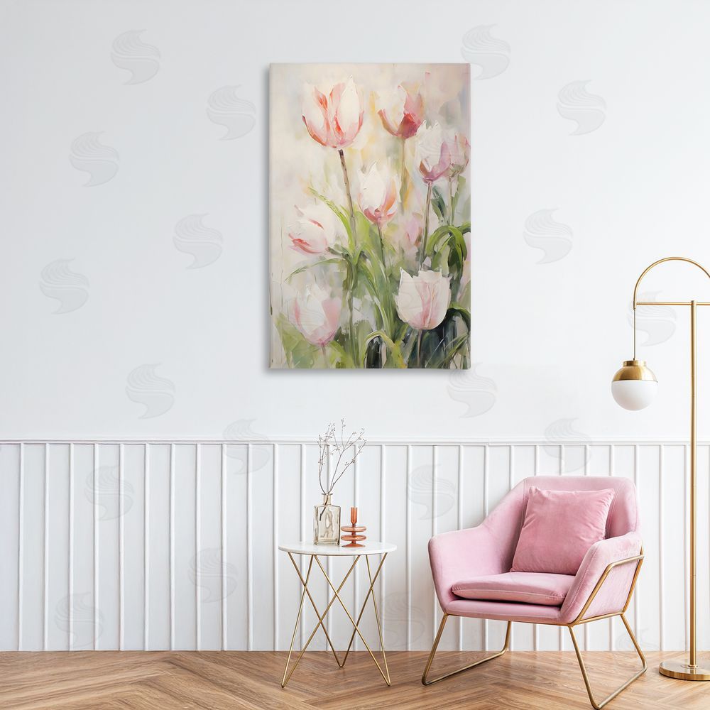 Creative Studio Pale Pink Tulips Abstraction Printed Wall Art in Room