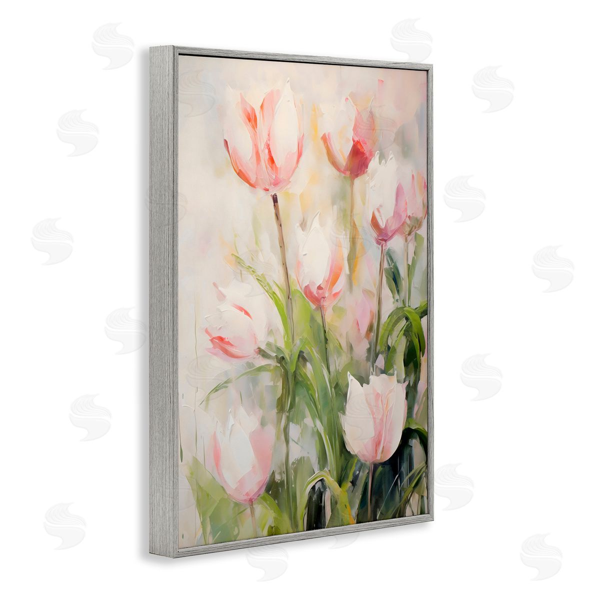 Creative Studio Pale Pink Tulips Abstraction Gray Framed Giclee Art Print