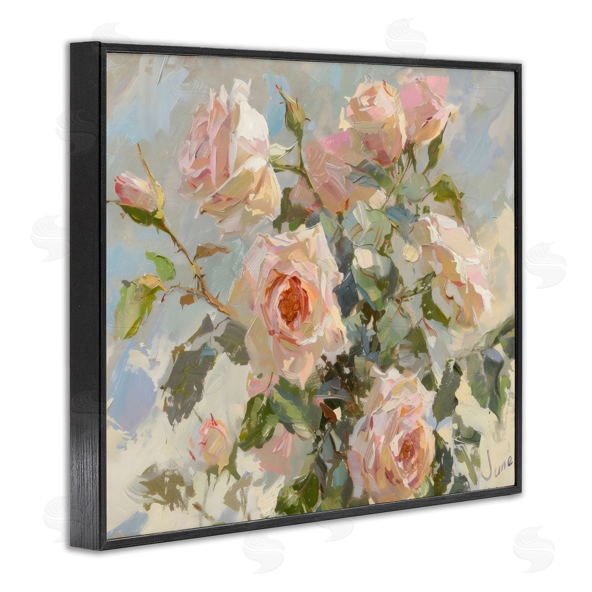 Creative Studio Beautiful Pink Roses Bundle Black Framed Giclee Art Print
