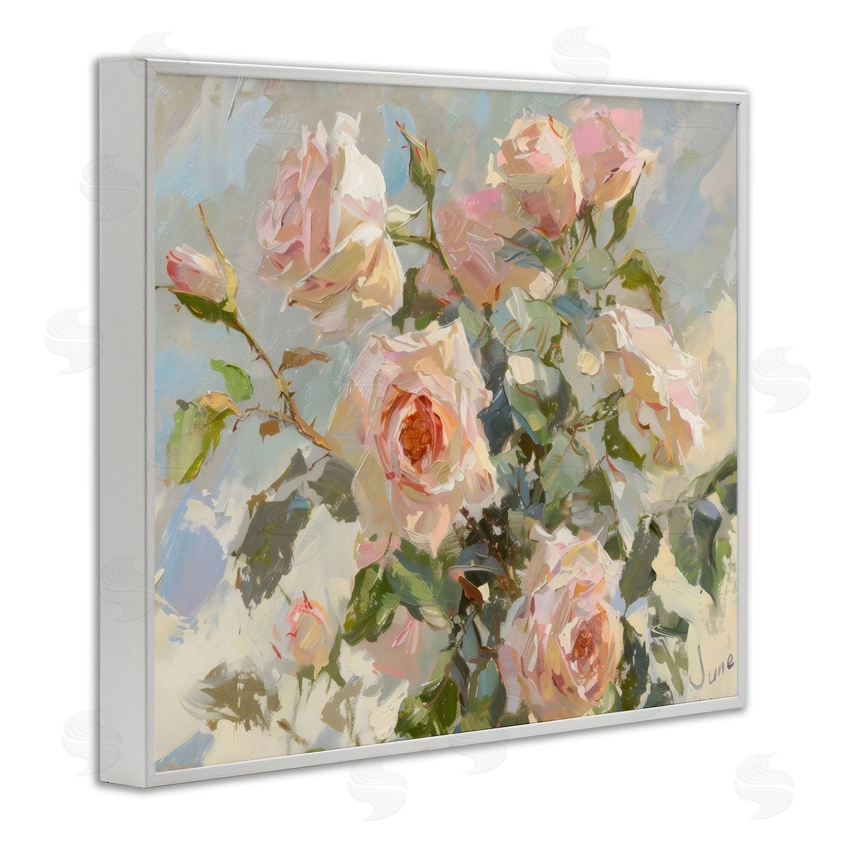 Creative Studio Beautiful Pink Roses Bundle White Frame Giclee Art Print
