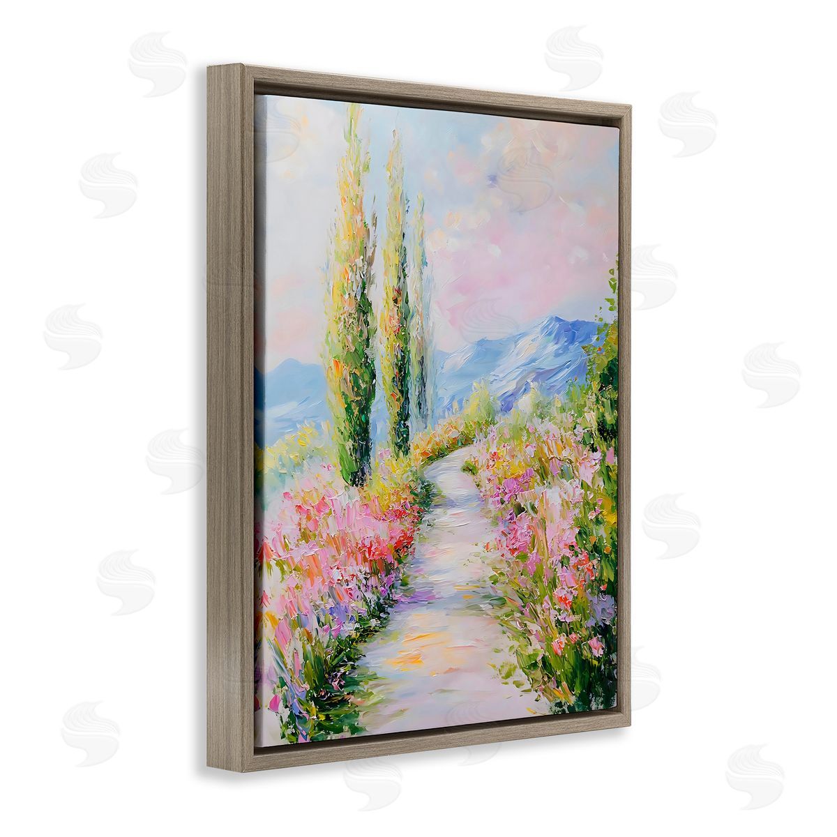 Creative Studio A Walk With Wildflowers Brown Floating Frame Canvas Art Print