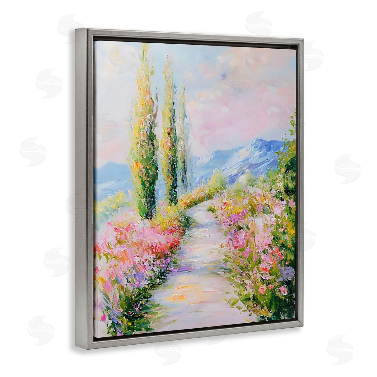 Creative Studio A Walk With Wildflowers Gray Floating Frame Canvas Art Print