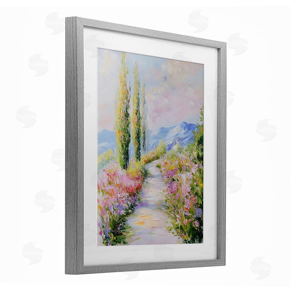 Creative Studio A Walk With Wildflowers Gray Framed Print Under Glass Art
