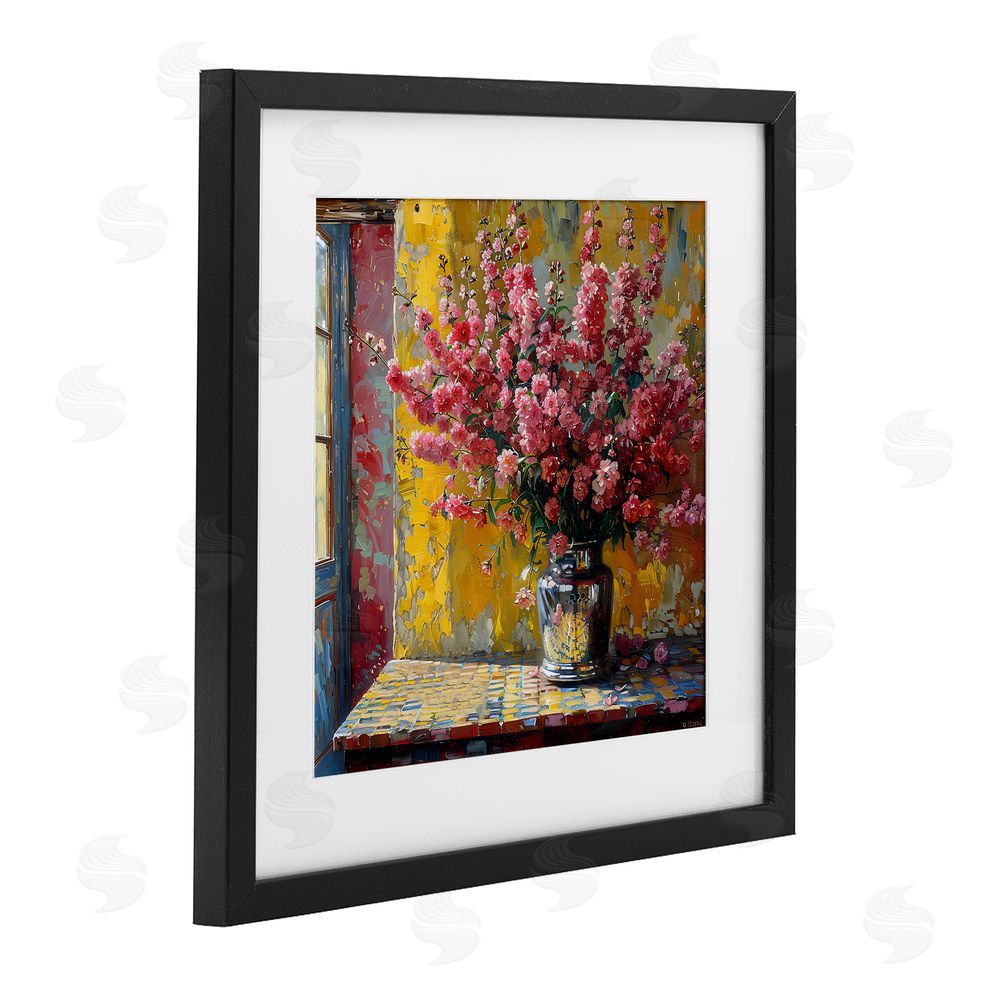 Creative Studio Full Pink Flower Display Black Framed Print Under Glass Art