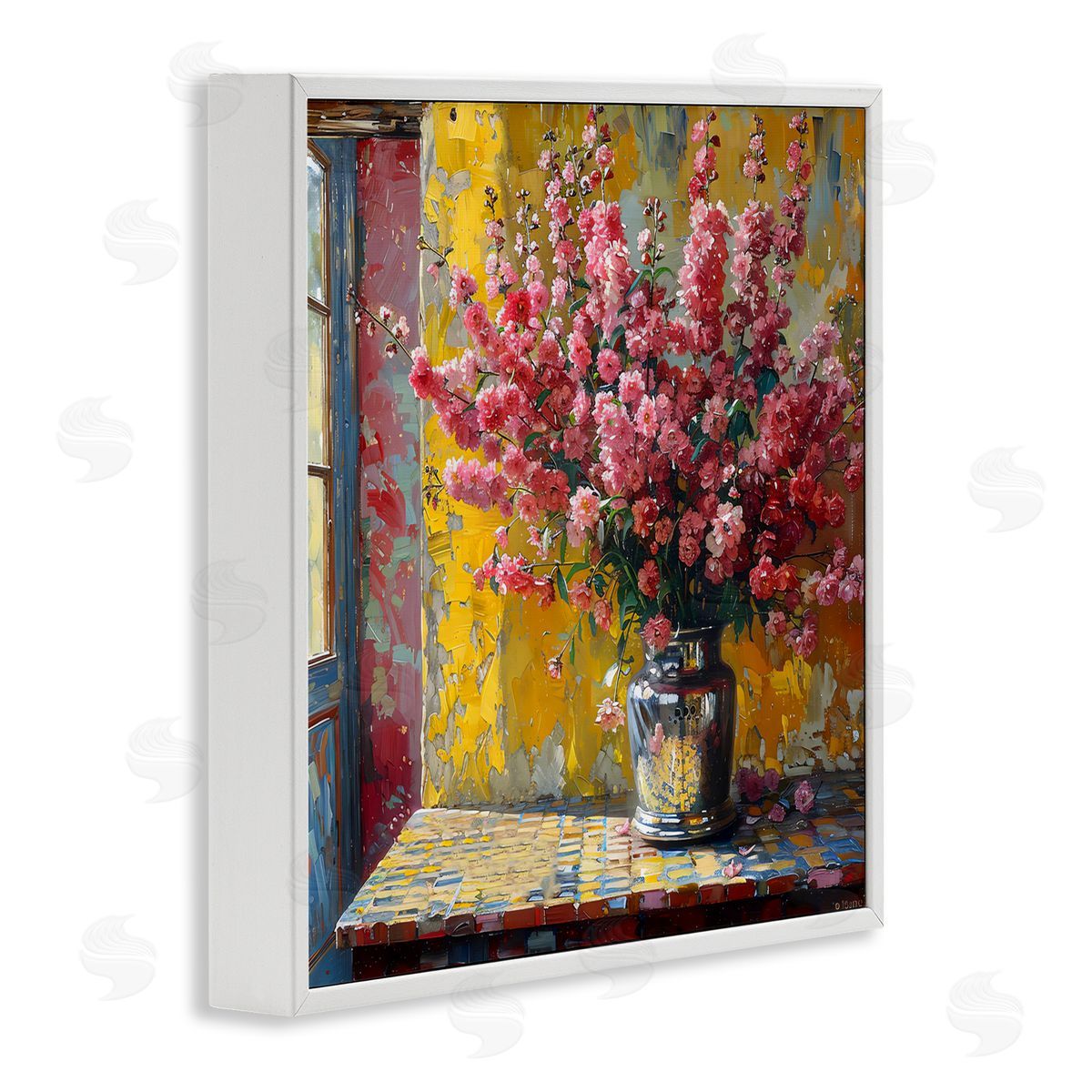 Creative Studio Full Pink Flower Display White Frame Giclee Art Print