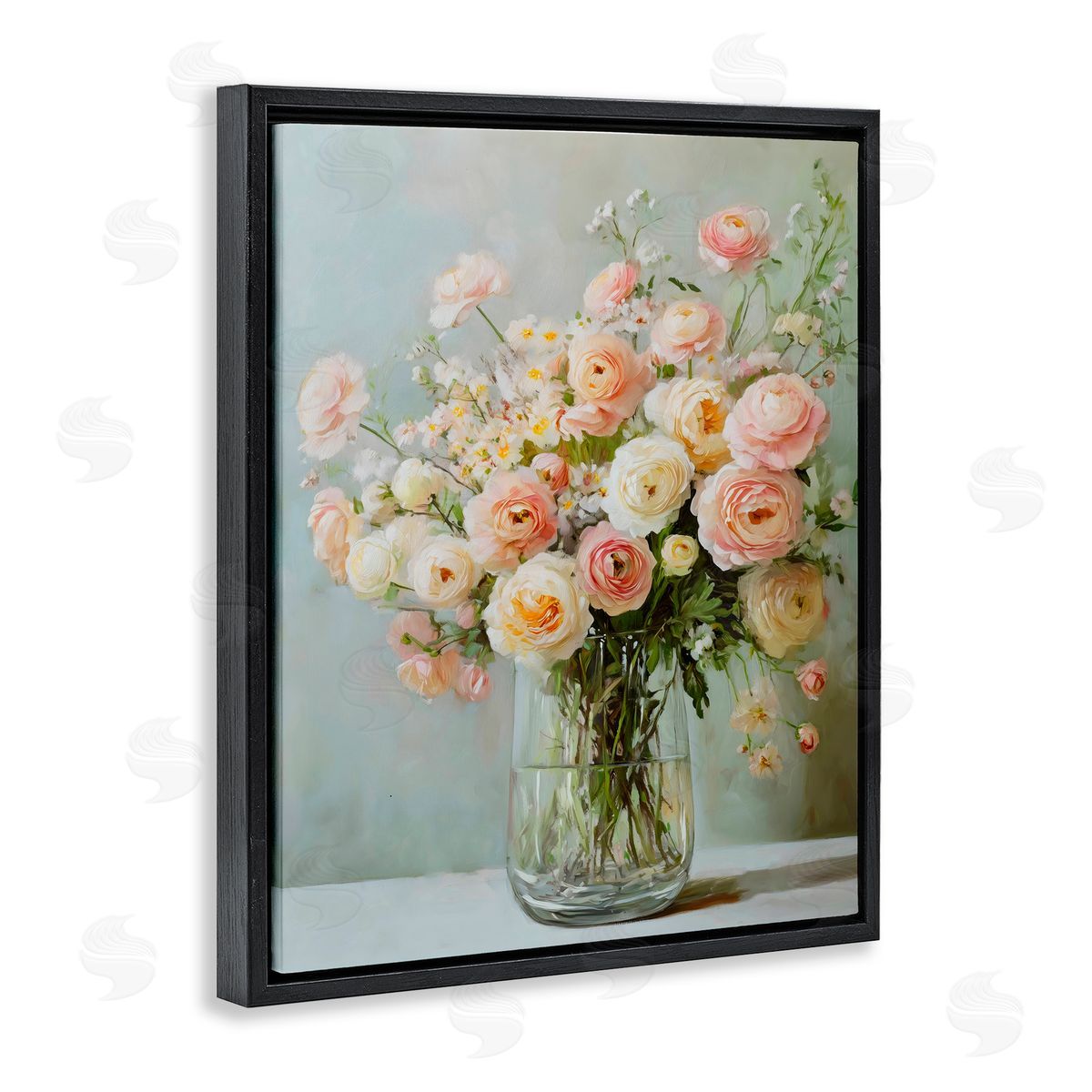 Creative Studio Regal Romantic Bouquet Black Floating Frame Canvas Wall Art Print