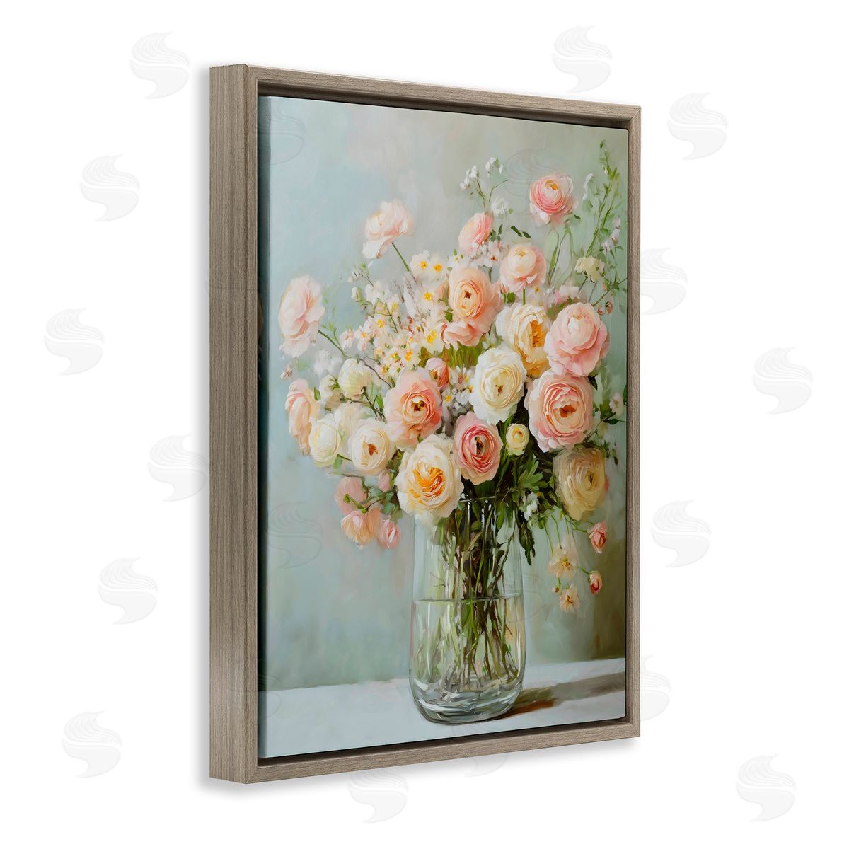 Creative Studio Regal Romantic Bouquet Brown Floating Frame Canvas Art Print