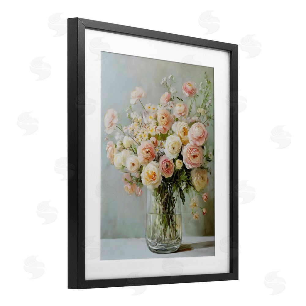 Creative Studio Regal Romantic Bouquet Black Framed Print Under Glass Art
