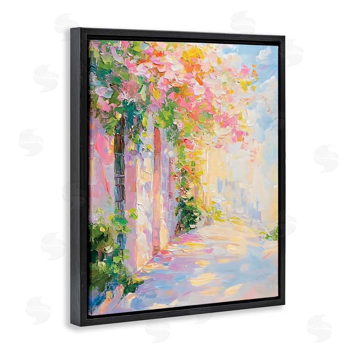 Creative Studio Quaint Village Home Black Floating Frame Canvas Wall Art Print