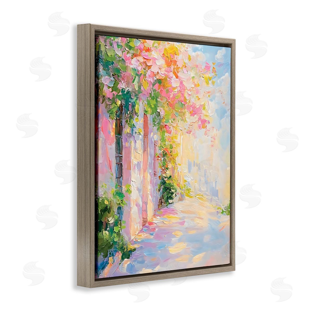 Creative Studio Quaint Village Home Brown Floating Frame Canvas Art Print