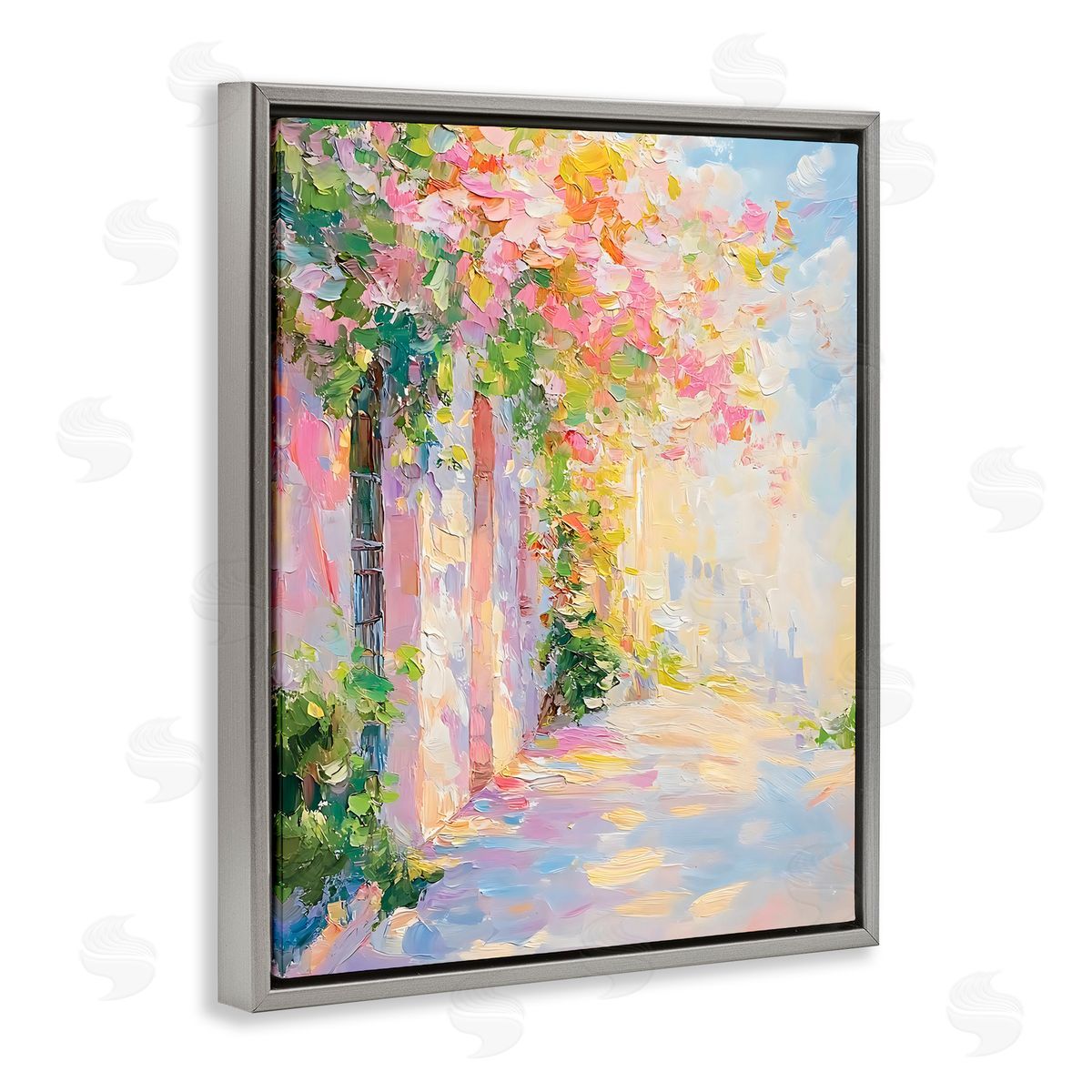 Creative Studio Quaint Village Home Gray Floating Frame Canvas Art Print