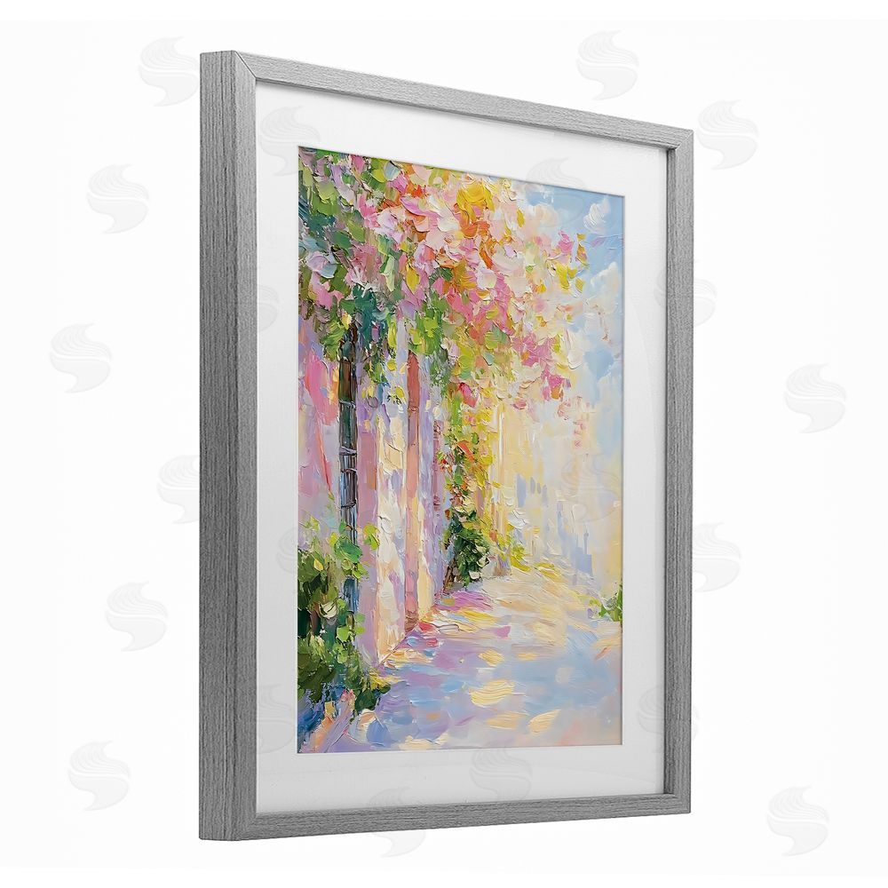 Creative Studio Quaint Village Home Gray Framed Print Under Glass Art