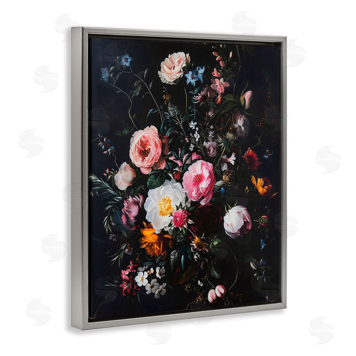 Creative Studio Alternative Romance Bouquet Gray Floating Frame Canvas Art Print