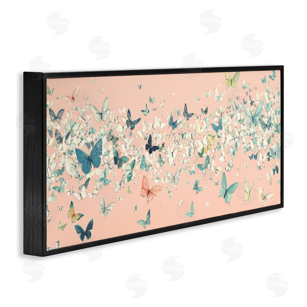 Petal Prints Design Blush Butterfly Soiree Black Framed Giclee Wall Art Print
