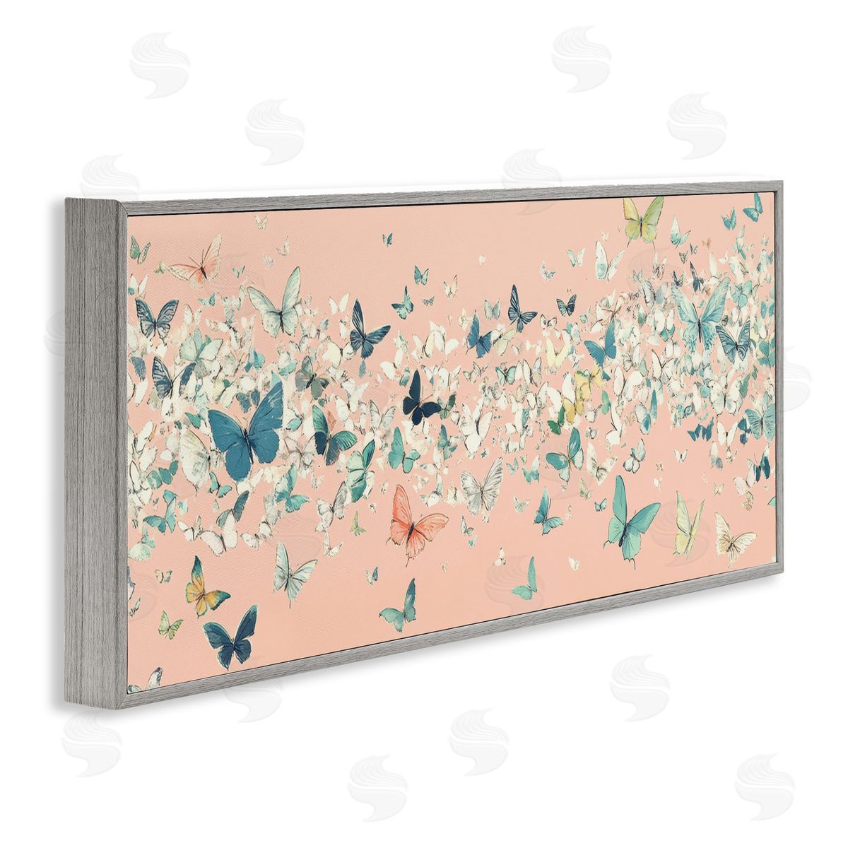 Petal Prints Design Blush Butterfly Soiree Gray Framed Giclee Wall Art Print