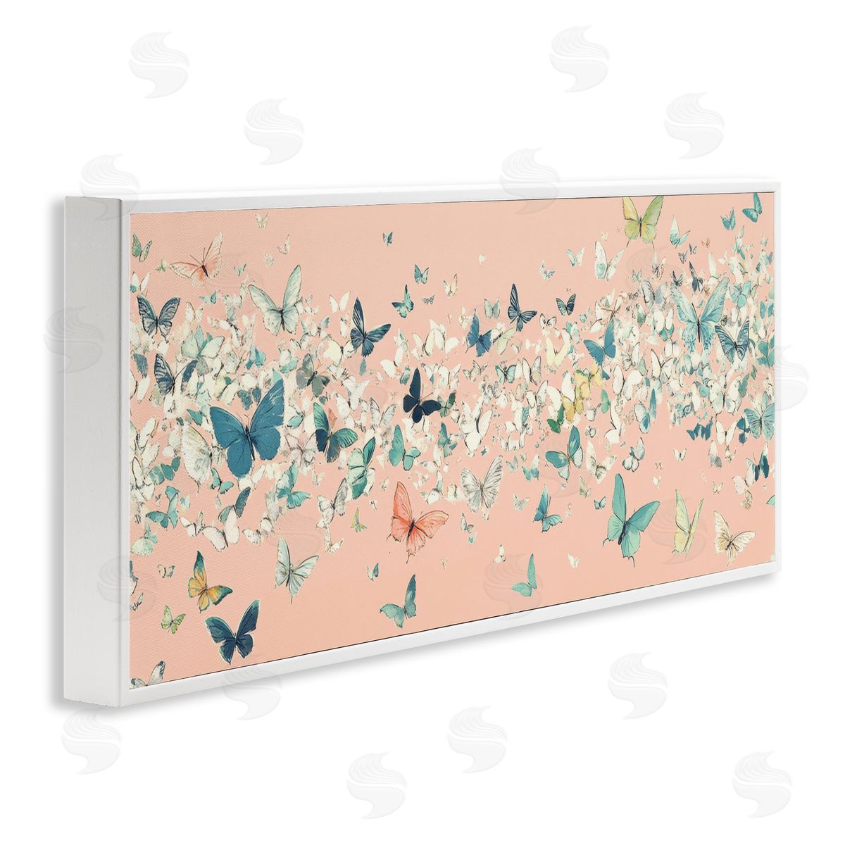 Petal Prints Design Blush Butterfly Soiree White Framed Giclee Wall Art Print