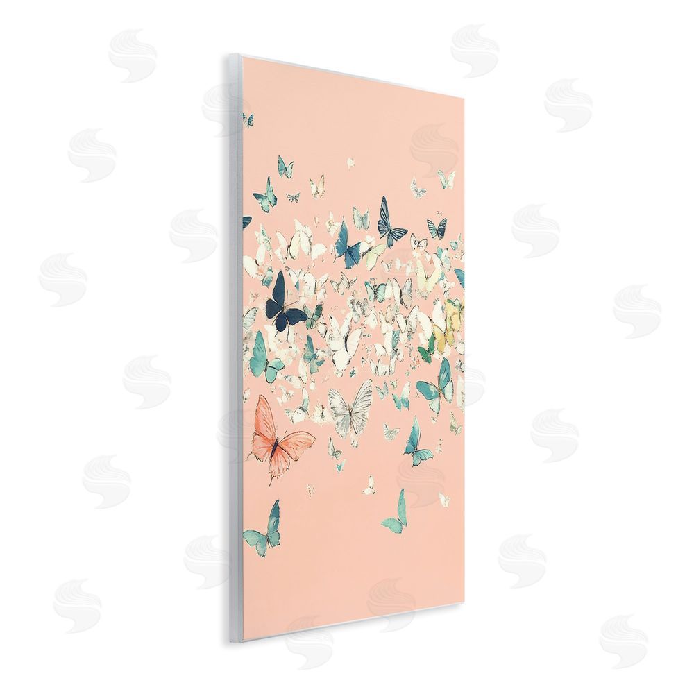 Petal Prints Design Blush Butterflies over Pink Wall Plaque Art Print