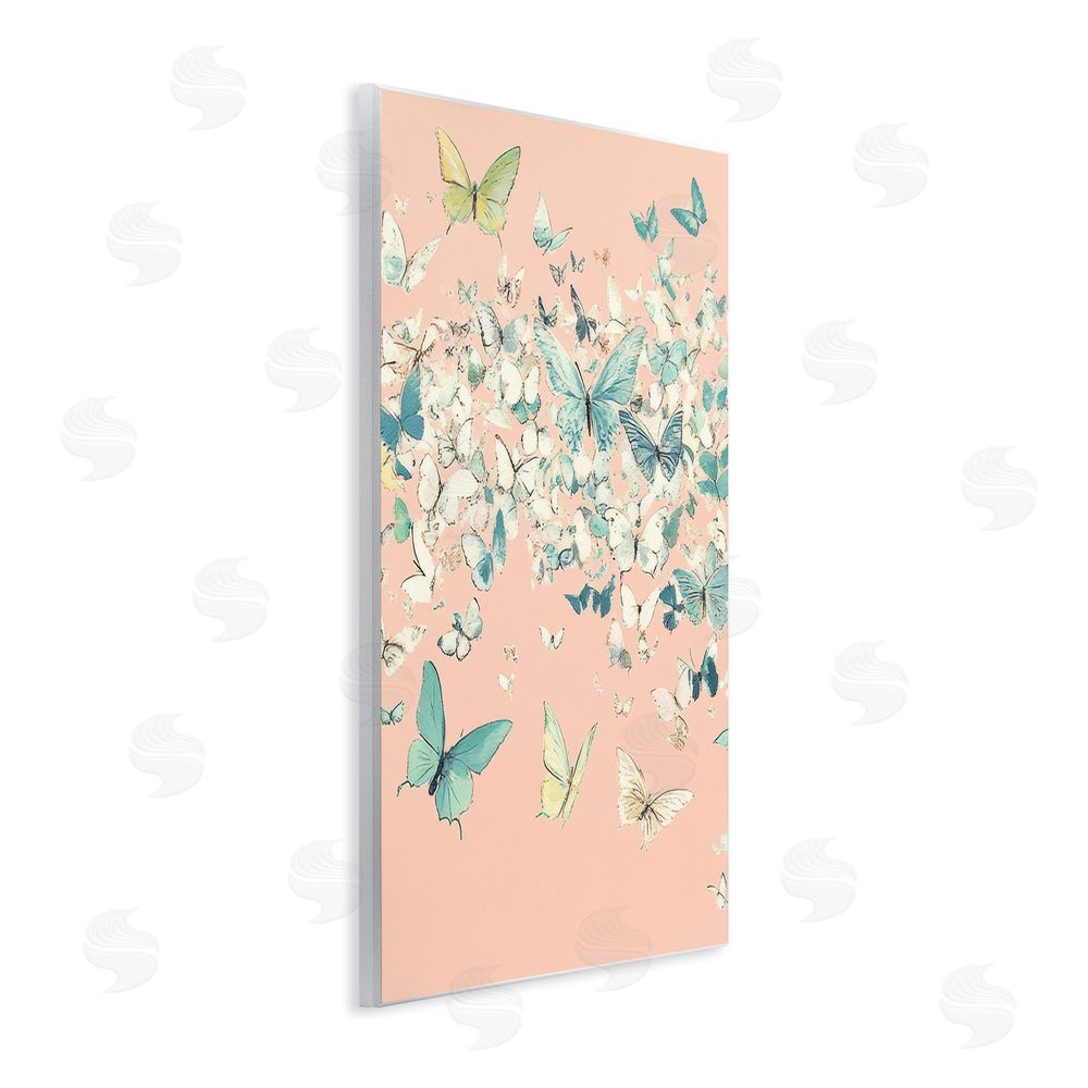 Petal Prints Design Butterfly Cluster over Pink Wall Plaque Art Print