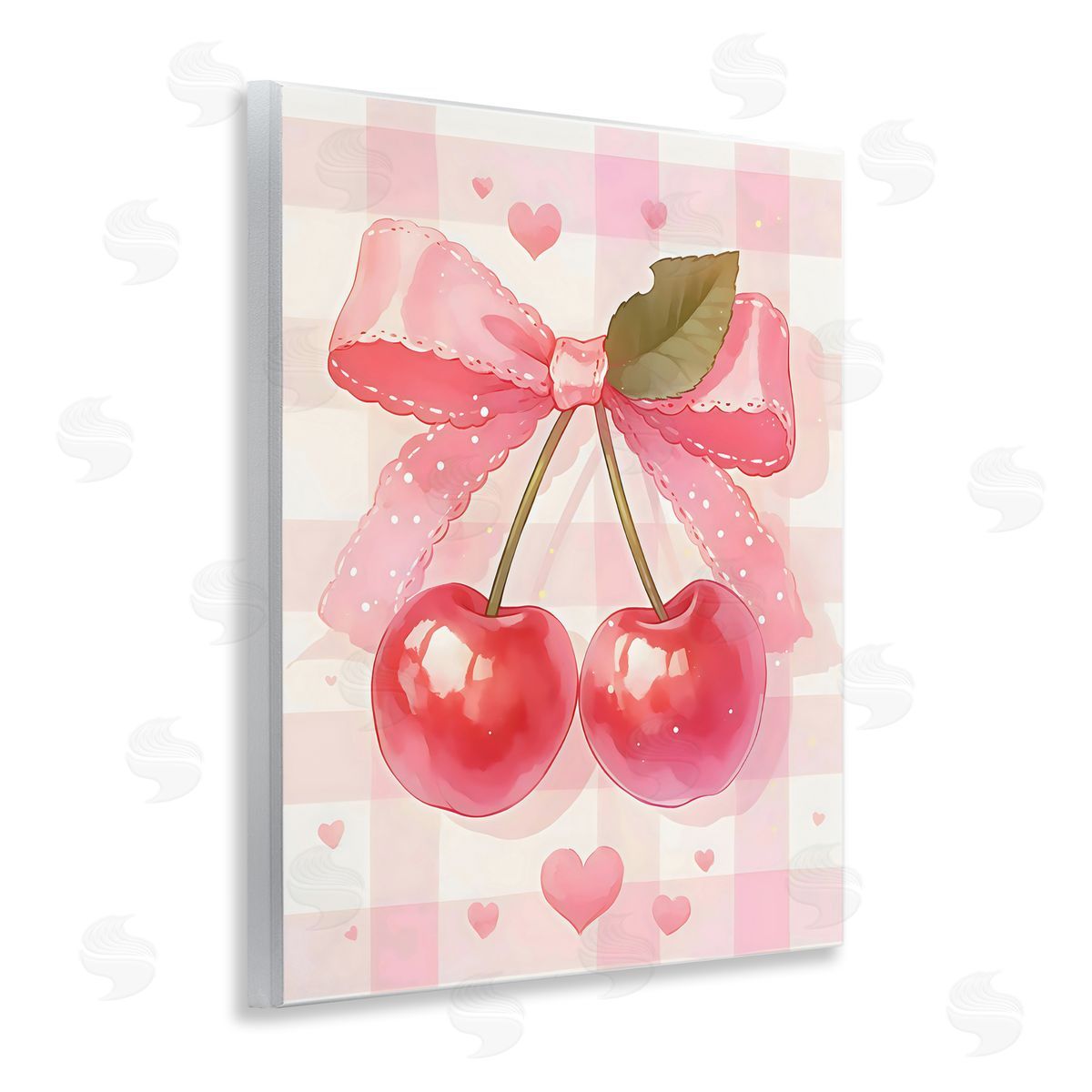 Creative Studio Cherries On Pink Gingham Wall Plaque Art Print
