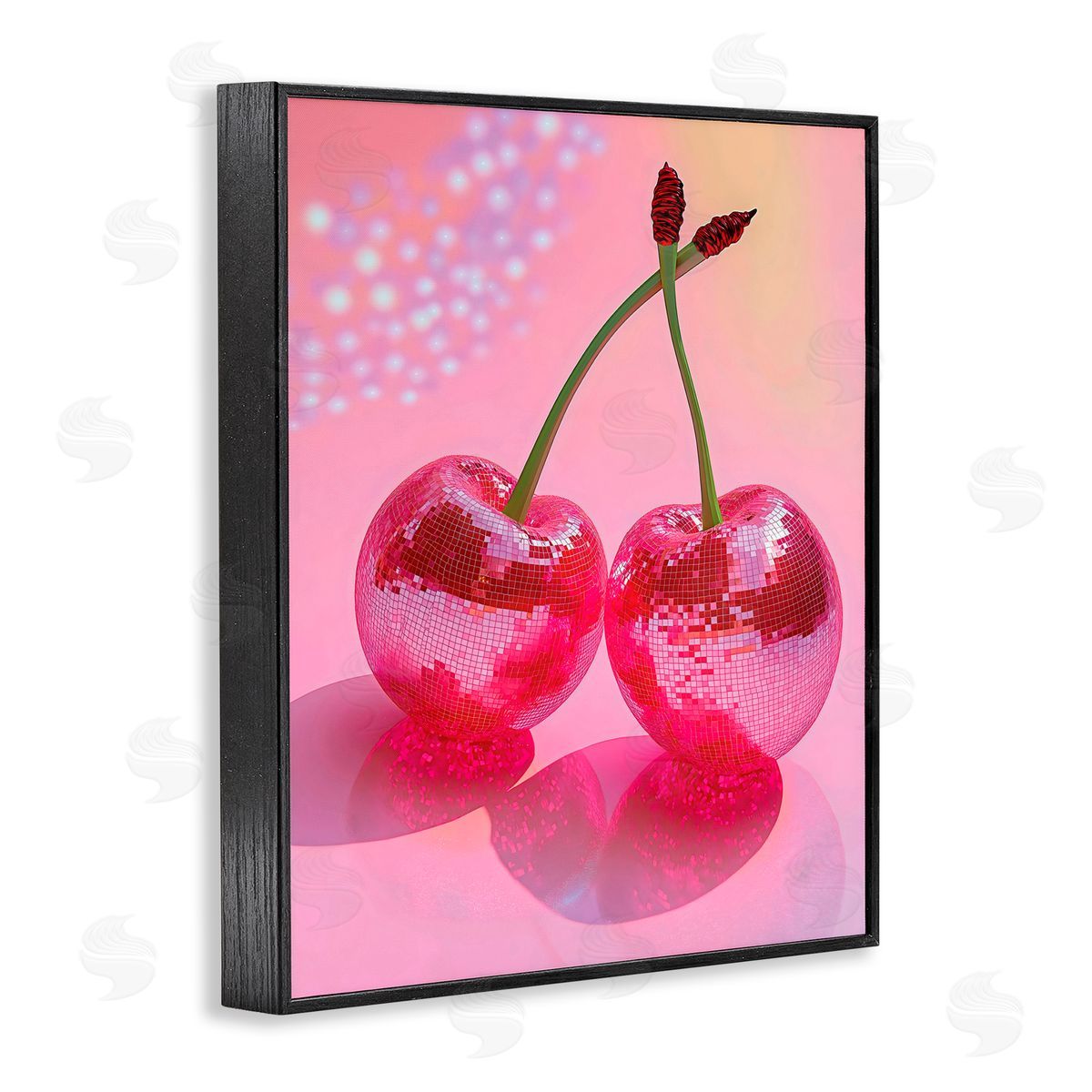 Creative Studio Double Disco Cherries Black Framed Giclee Art Print