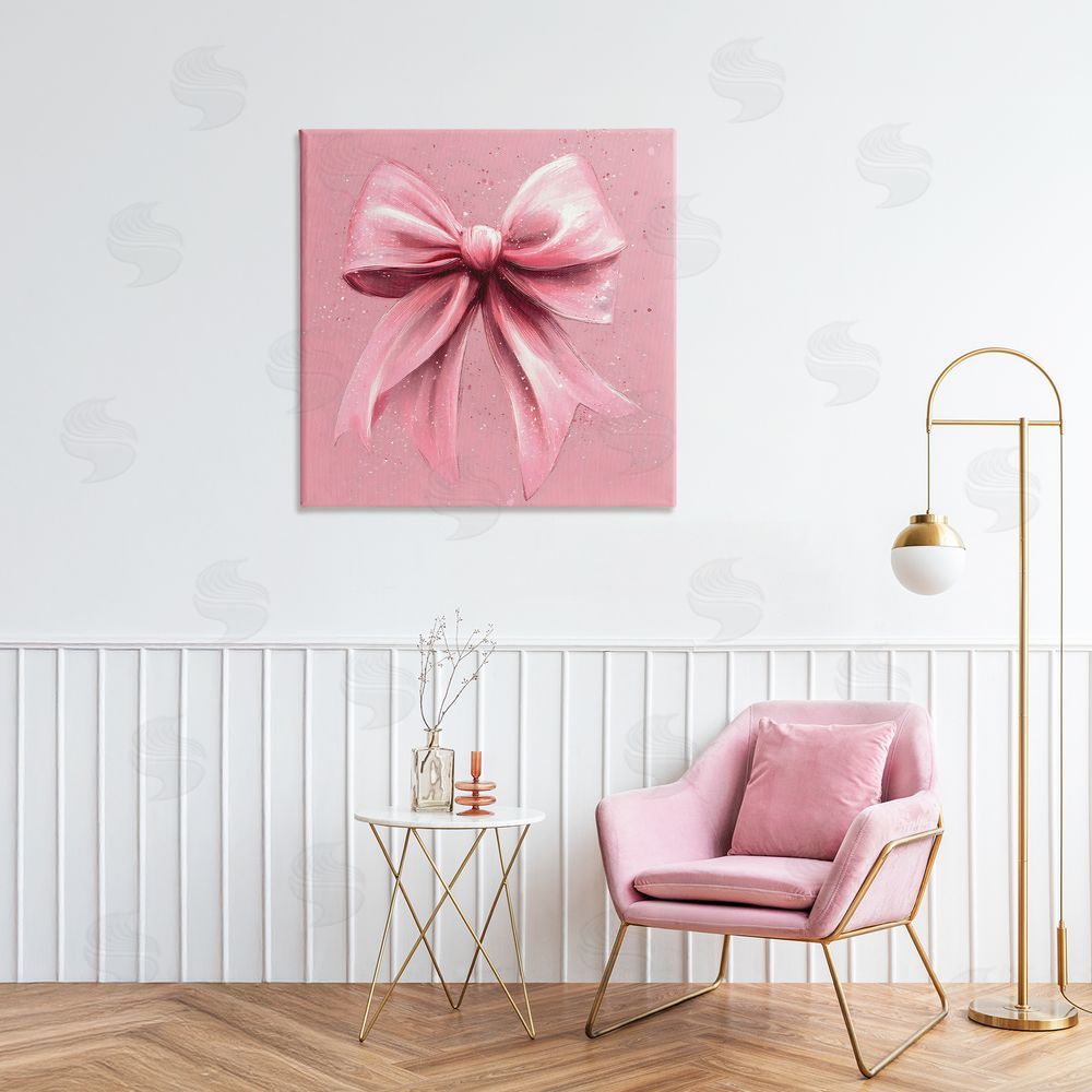 Creative Studio Big Pink Bow with Speckles Printed Wall Art in Room