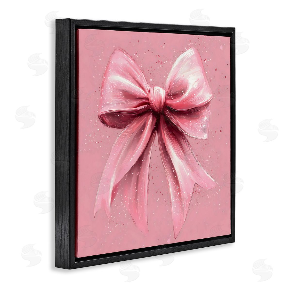 Creative Studio Big Pink Bow with Speckles Black Floating Frame Canvas Wall Art Print