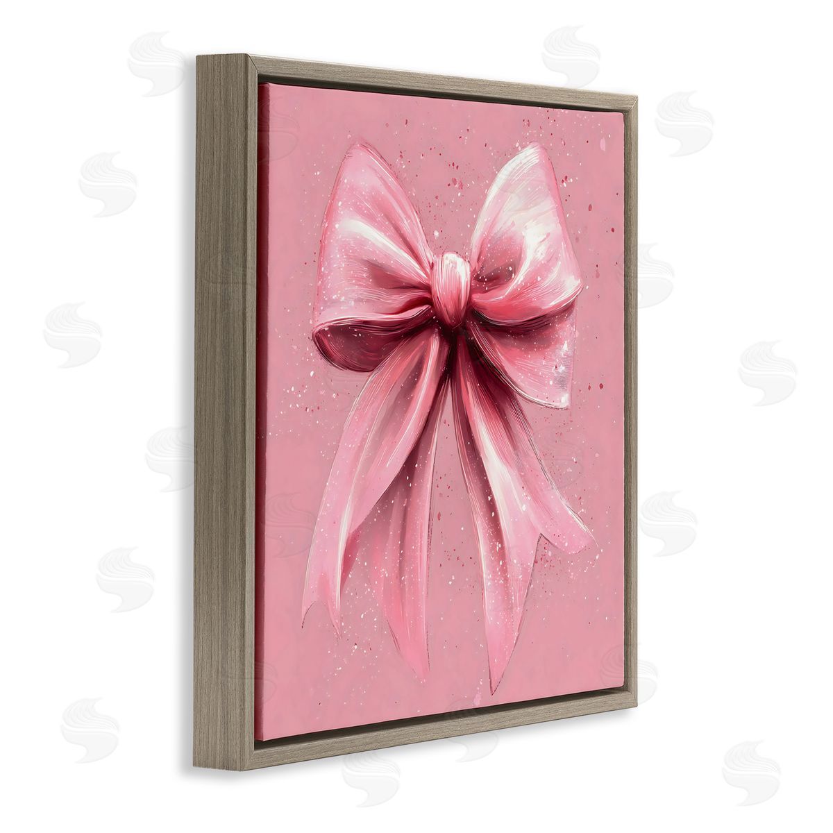 Creative Studio Big Pink Bow with Speckles Brown Floating Frame Canvas Art Print