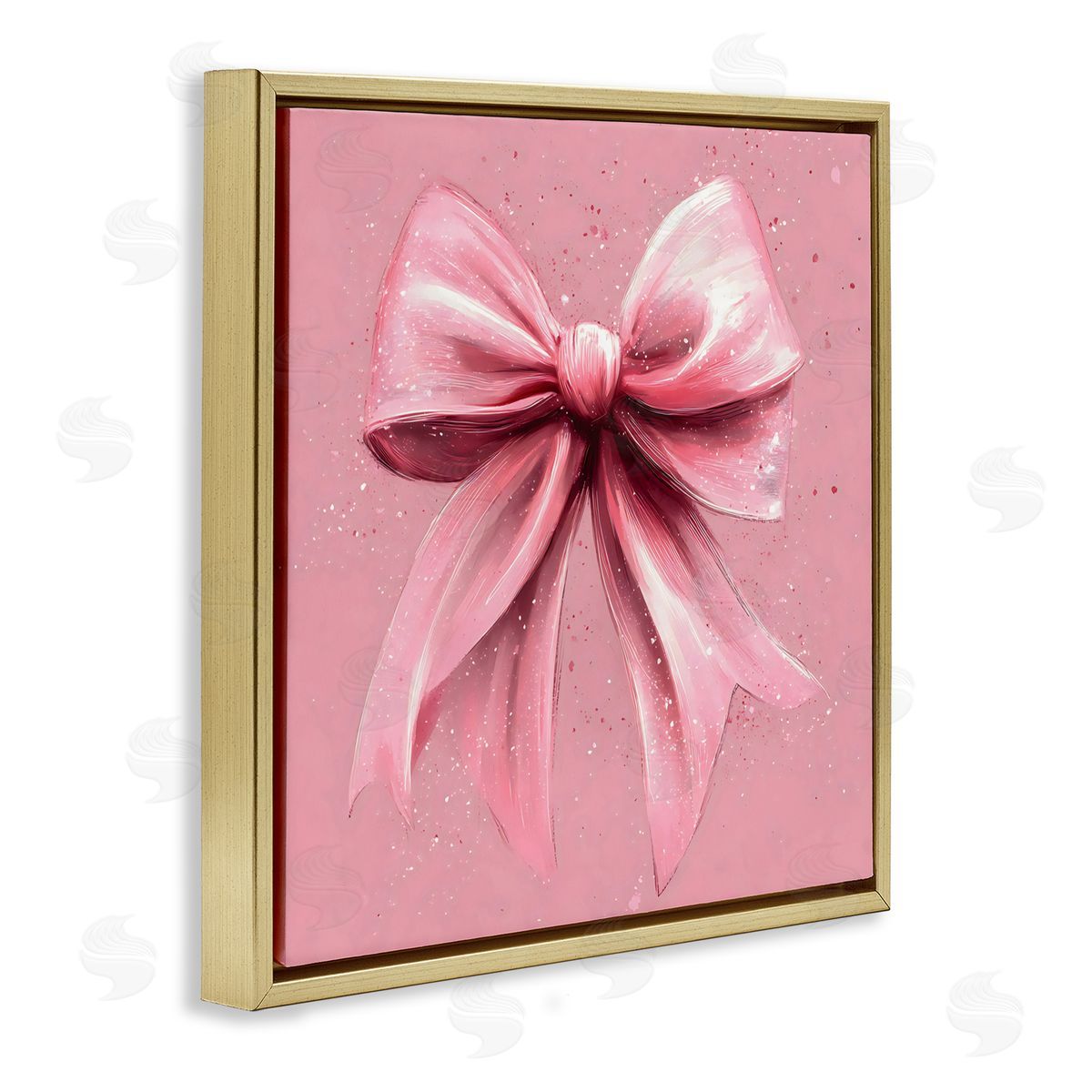Creative Studio Big Pink Bow with Speckles Gold Floating Frame Canvas Art Print