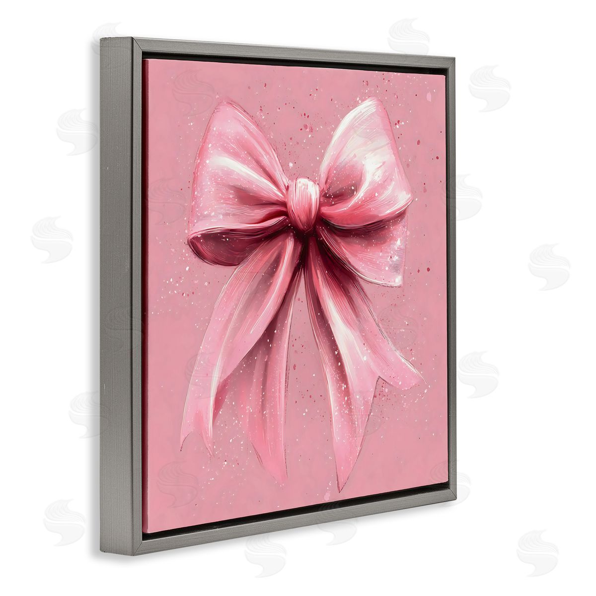 Creative Studio Big Pink Bow with Speckles Gray Floating Frame Canvas Art Print