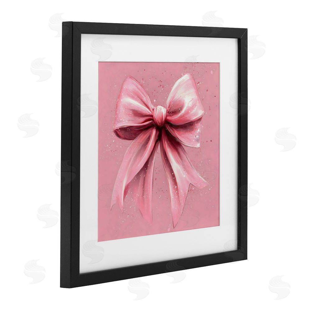 Creative Studio Big Pink Bow with Speckles Black Framed Print Under Glass Art
