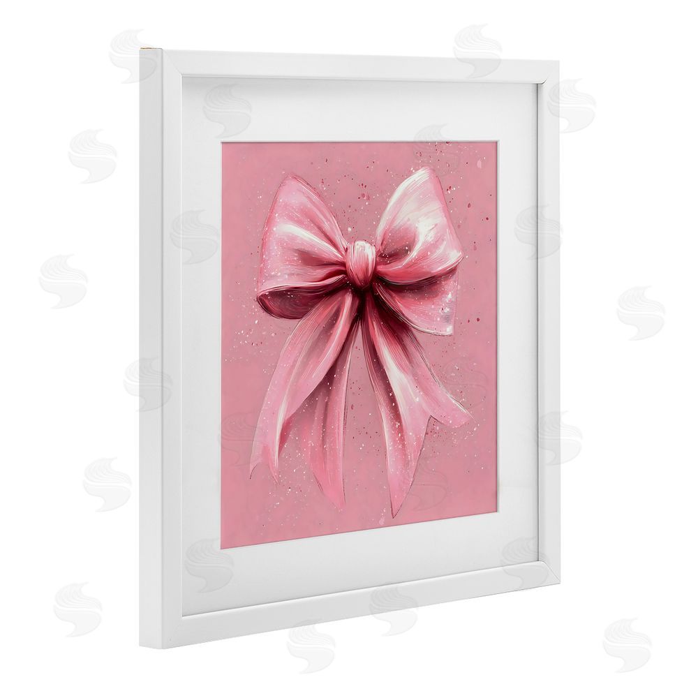Creative Studio Big Pink Bow with Speckles White Framed Print Under Glass Art