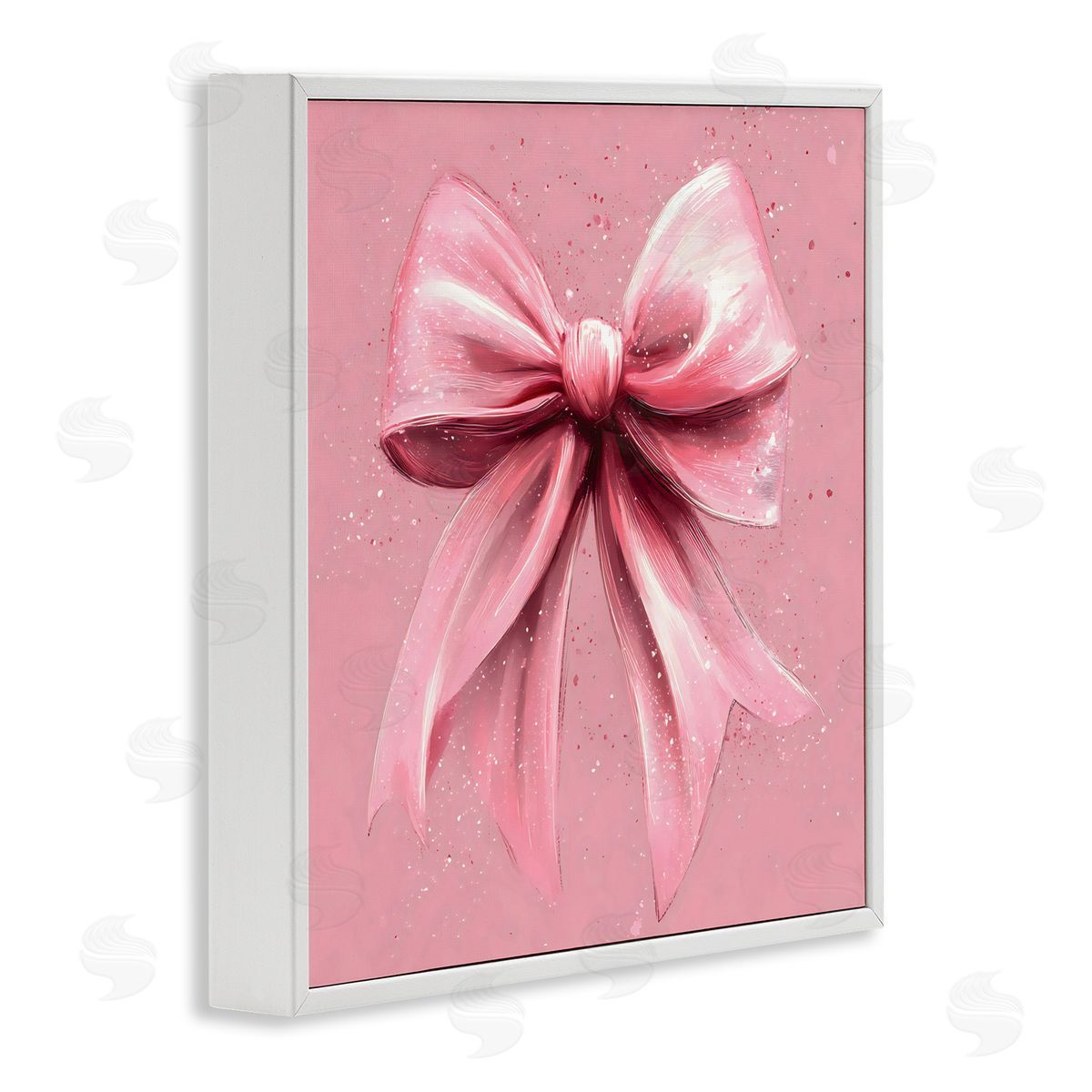 Creative Studio Big Pink Bow with Speckles White Frame Giclee Art Print