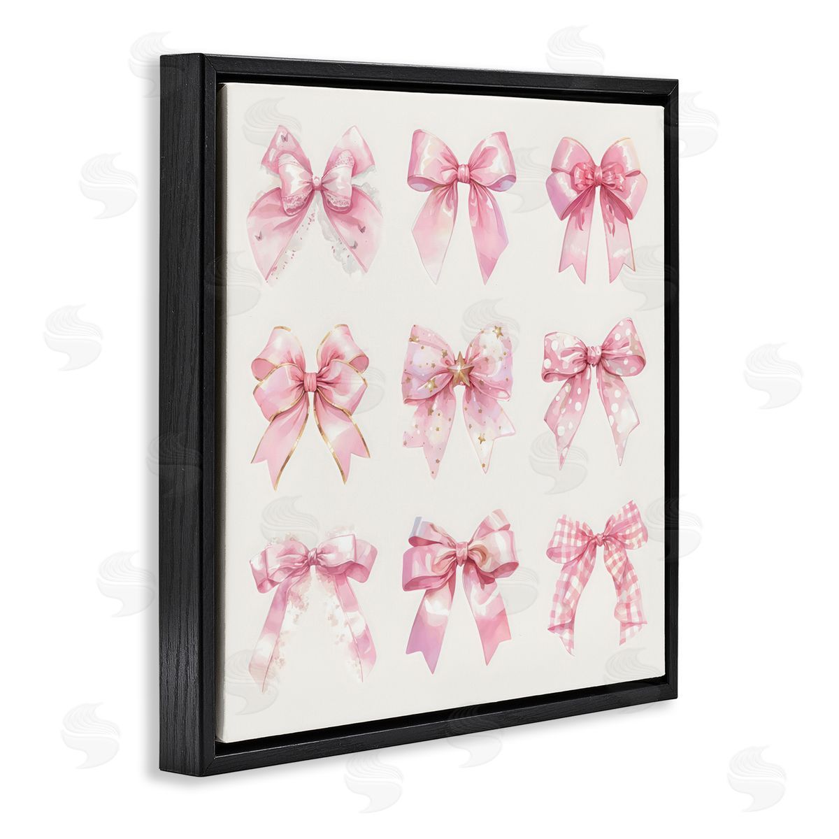 Creative Studio Ribbon Bow Styles Grouping Black Floating Frame Canvas Wall Art Print