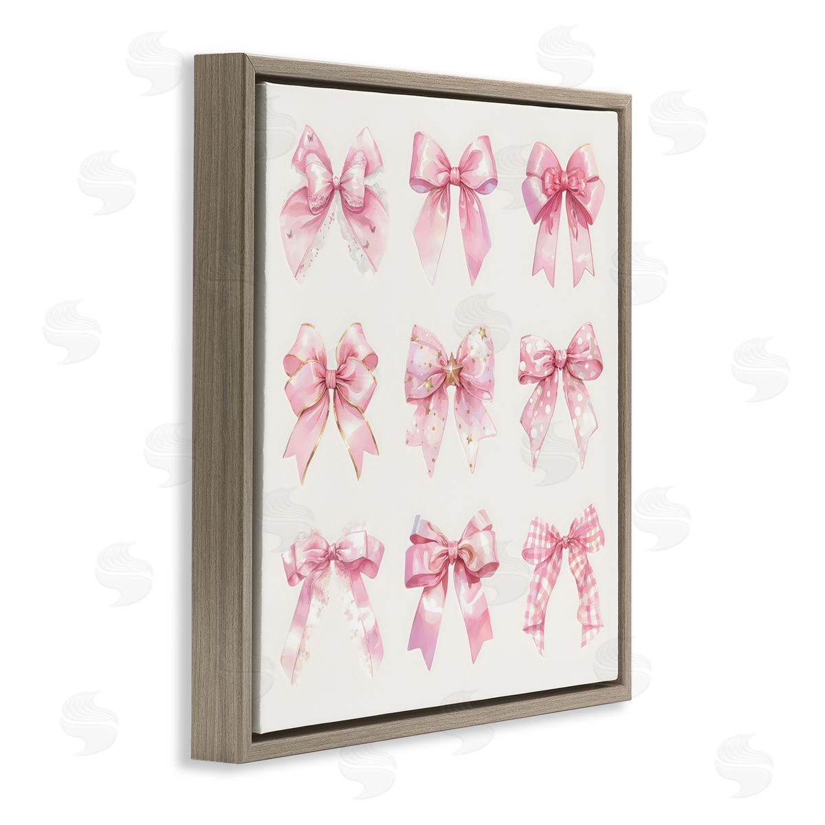 Creative Studio Ribbon Bow Styles Grouping Brown Floating Frame Canvas Art Print