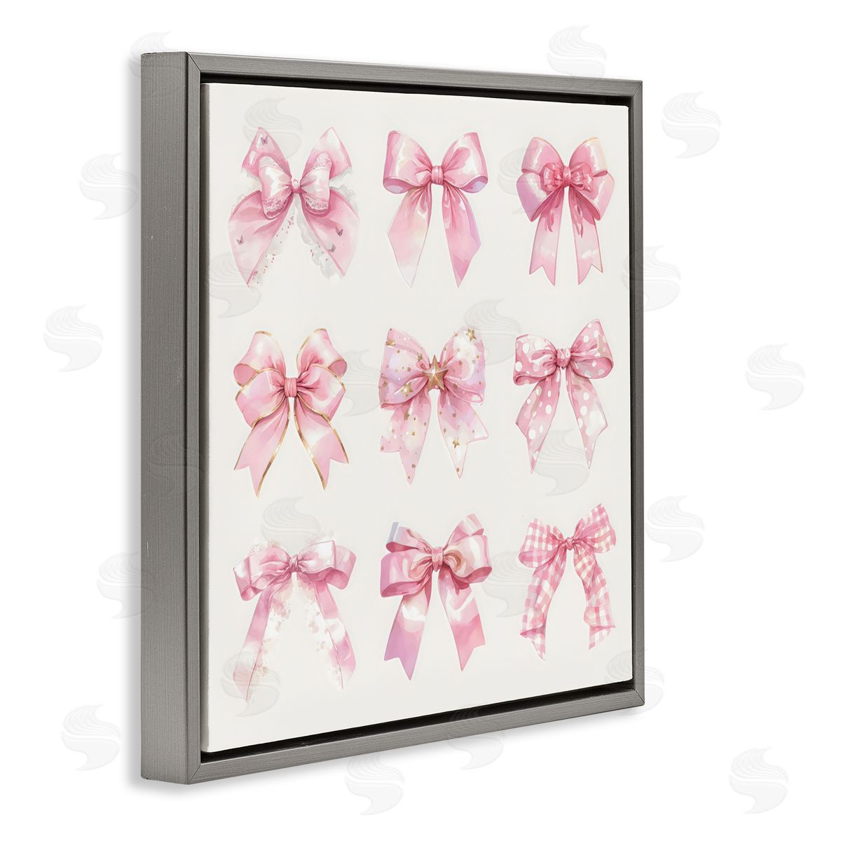 Creative Studio Ribbon Bow Styles Grouping Gray Floating Frame Canvas Art Print