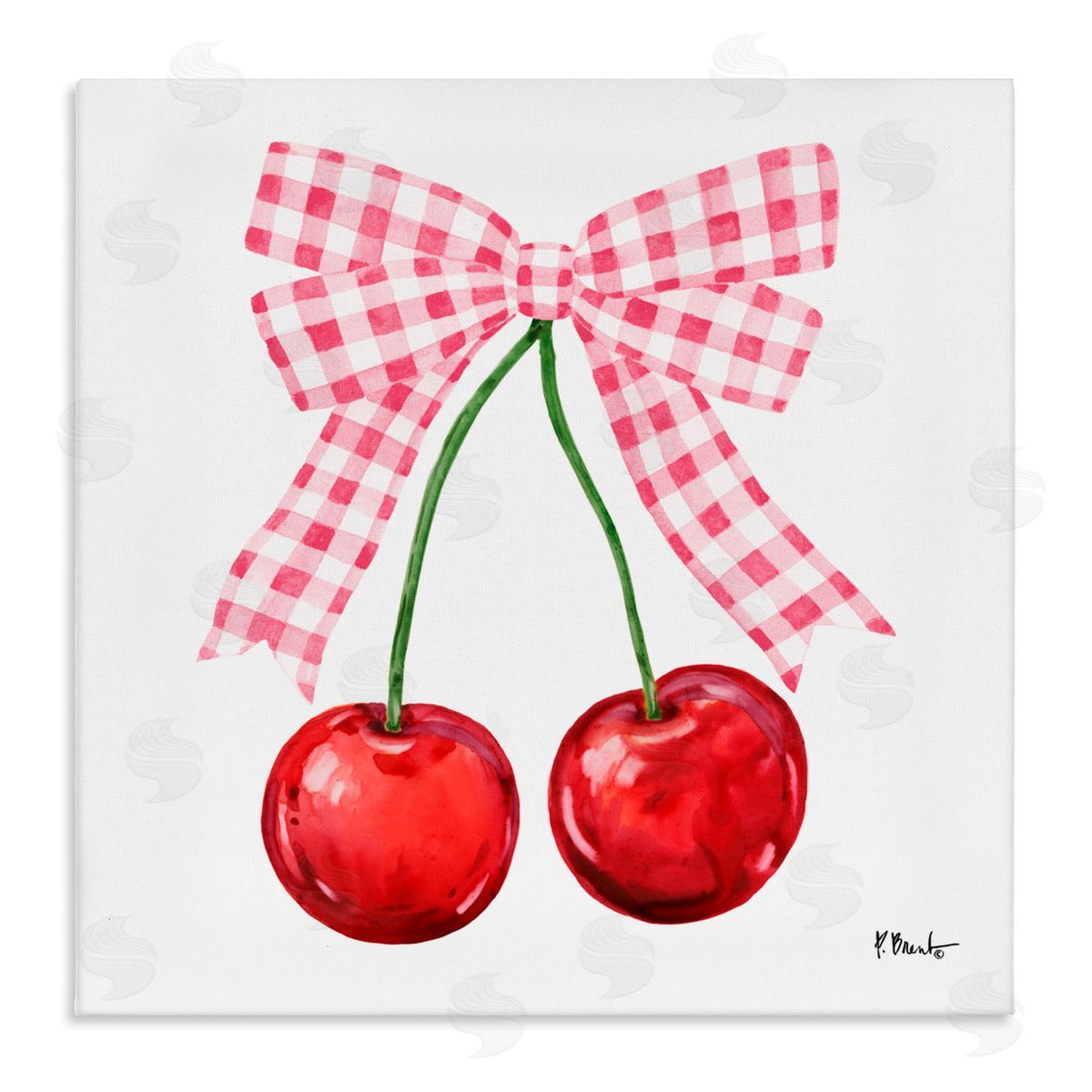 Paul Brent Lucky Cherries & Pink Bow Canvas Wall Art Print
