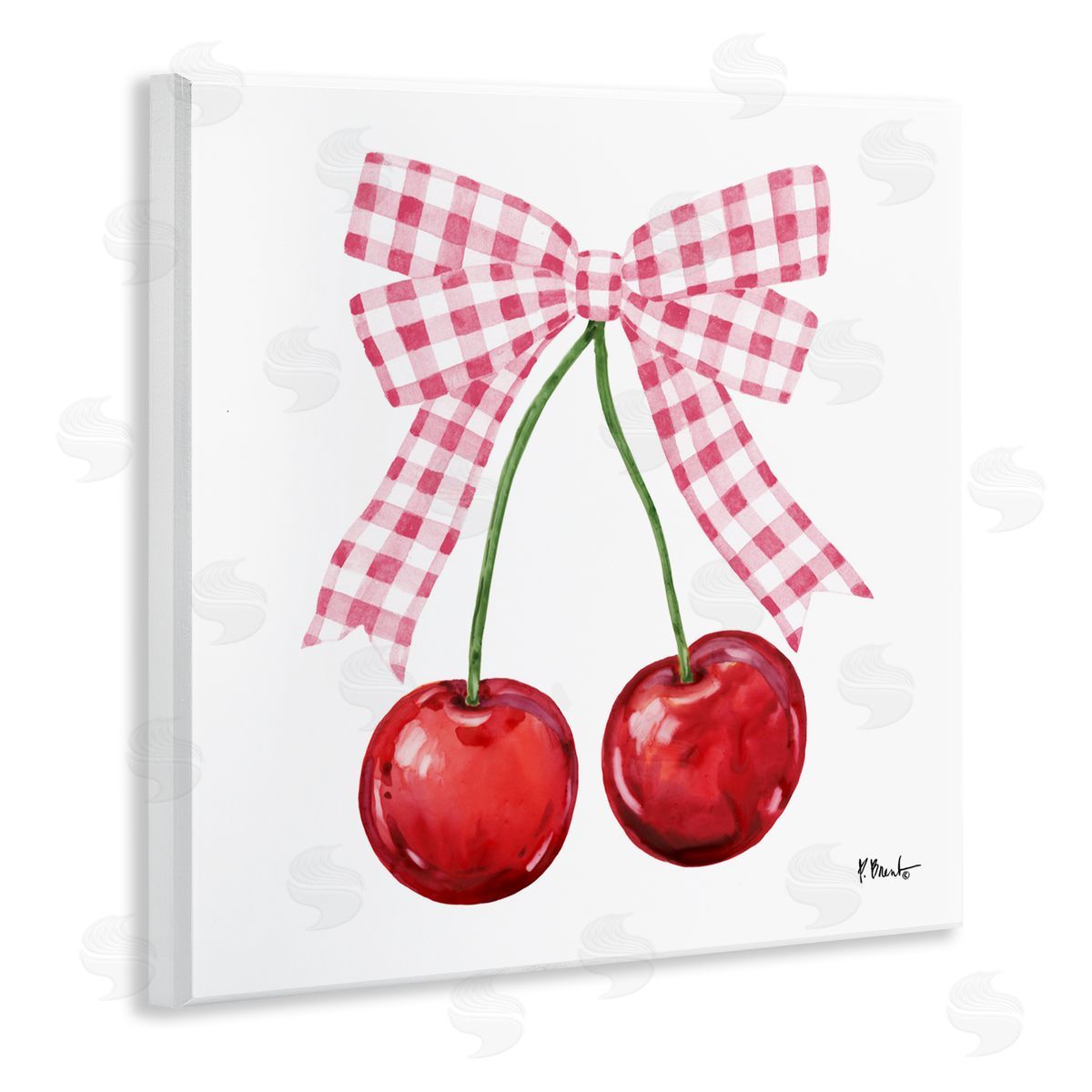 Paul Brent Lucky Cherries & Pink Bow Wall Plaque Art Print