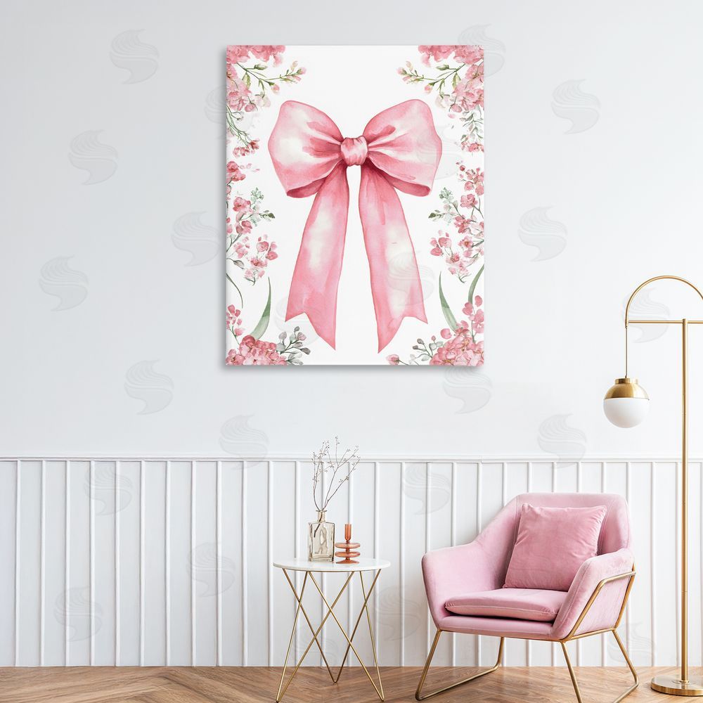 Creative Studio Floral Bouquet Pink Bow Printed Wall Art in Room