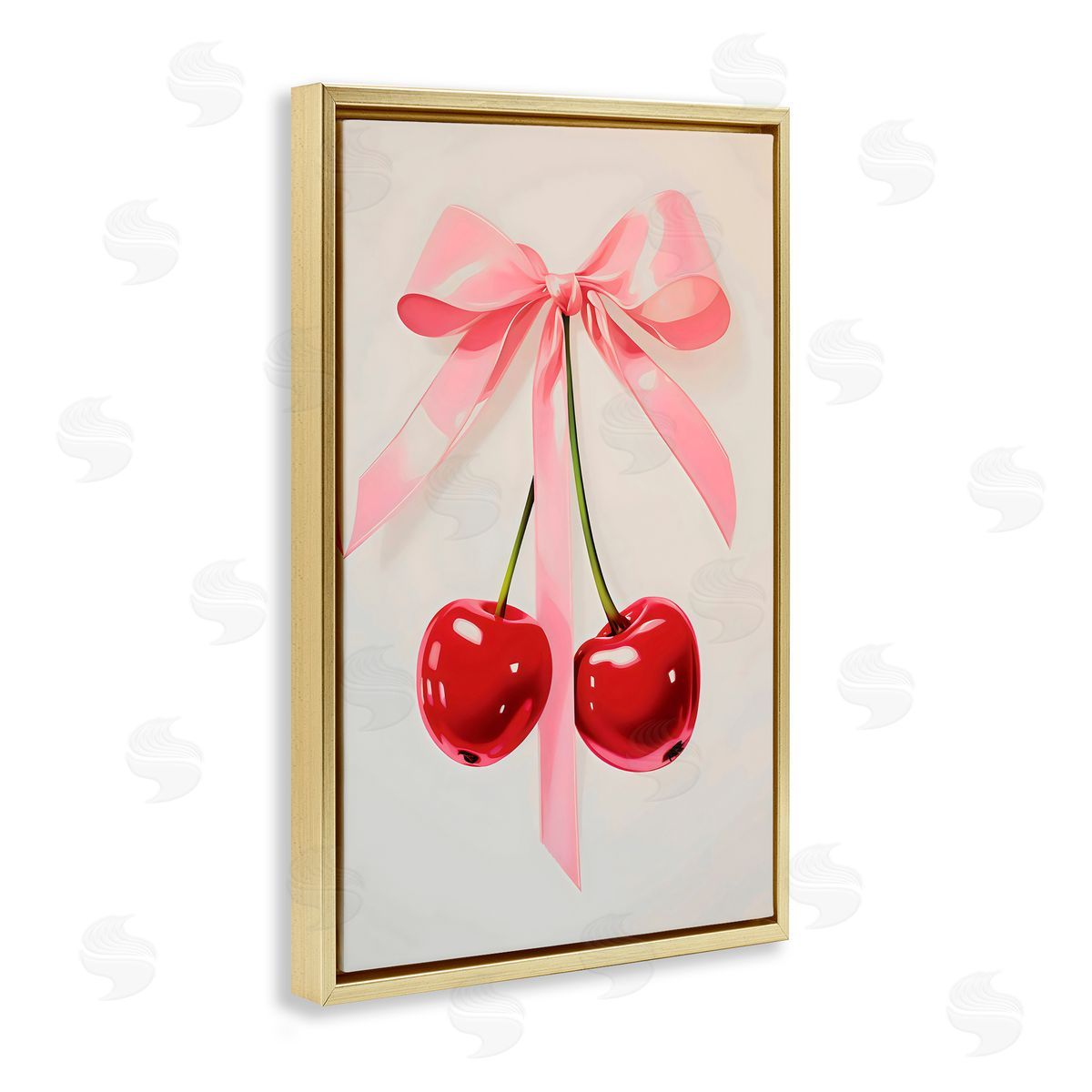 Creative Studio Tied With A Pink Bow Gold Floating Frame Canvas Art Print