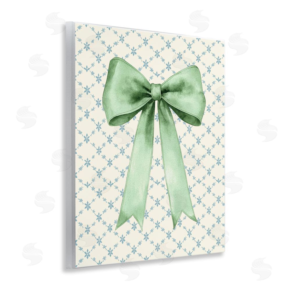 Petal Prints Design Green Bow on Rose Quilt Pattern Wall Plaque Art Print