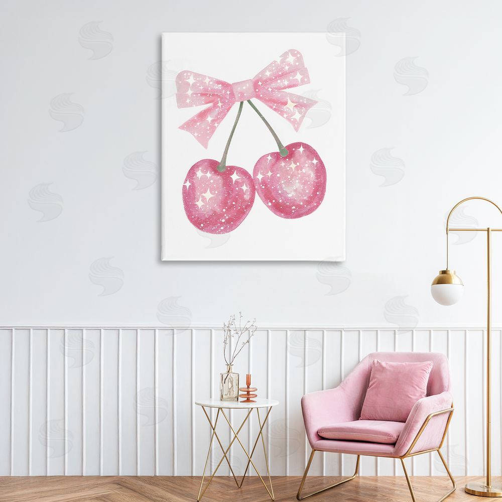 Creative Studio Pink Star Sparkle Cherries Printed Wall Art in Room